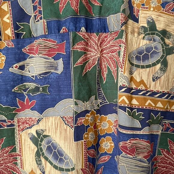 Tori Richard Mens LARGE Hawaiian Shirt Turtle Fish Tropical Print Vacation - Picture 8 of 9
